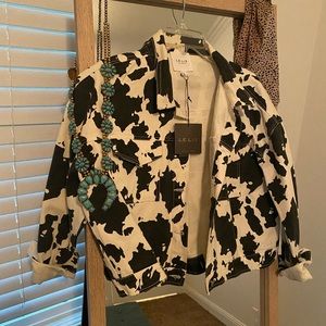 Cow Print Jean Jacket